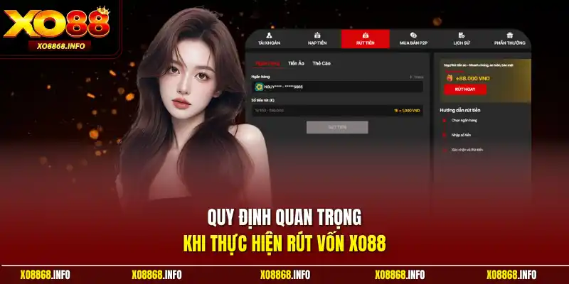 Quy định quan trọng khi thực hiện rút vốn XO88